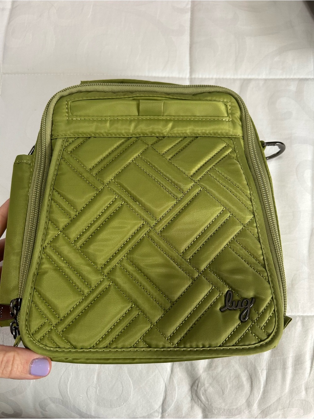lug Flapper Grass Green Quilted Crossbody Bag